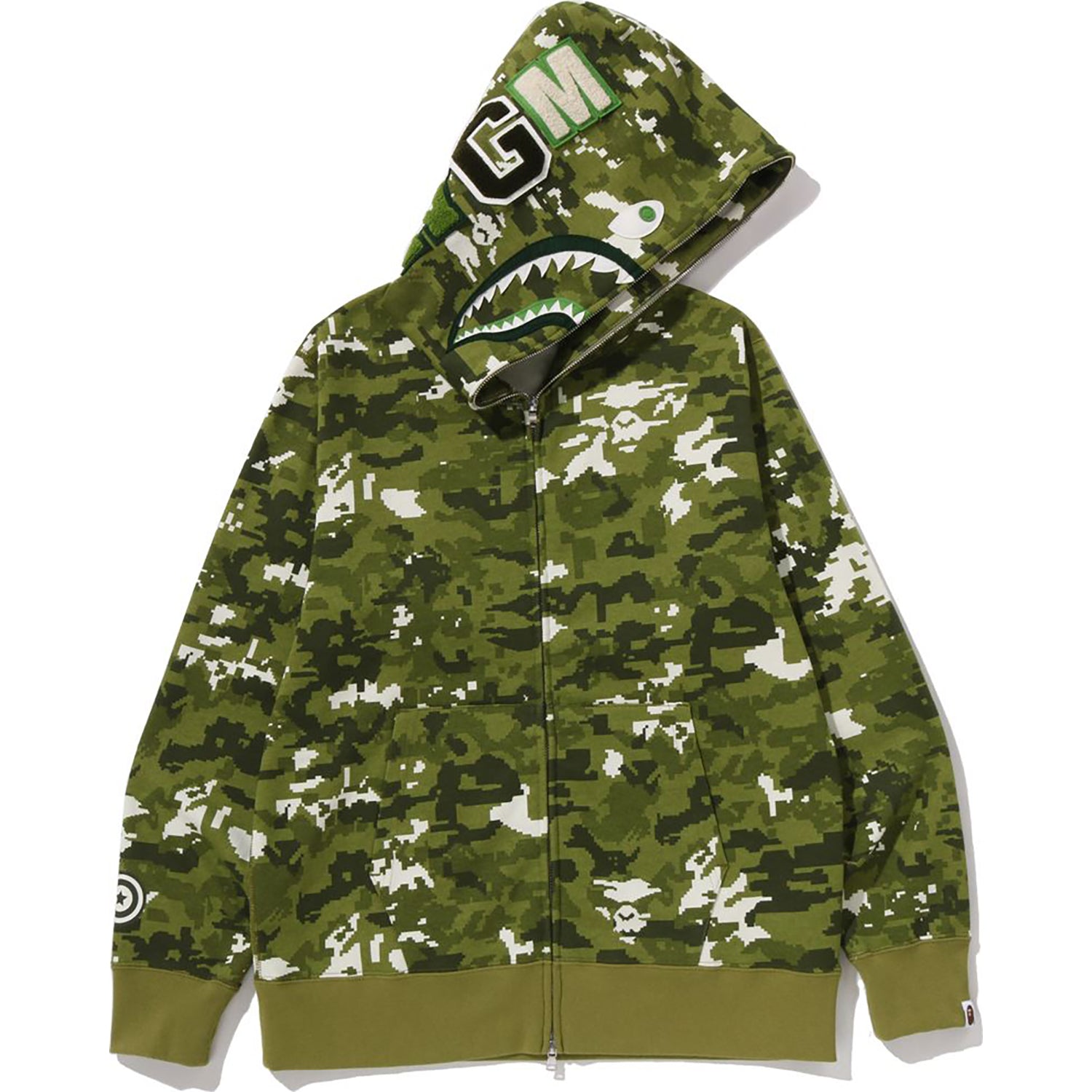 MULTI PIXEL CAMO SHARK REGULAR FIT FULL ZIP HOODIE MENS – us.bape.com
