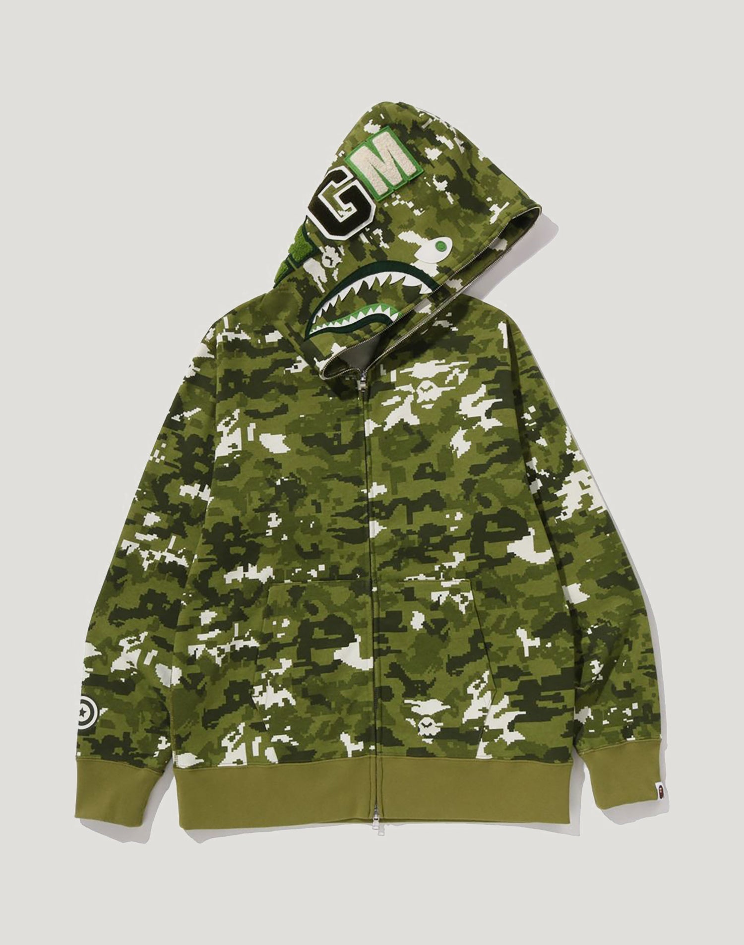 MULTI PIXEL CAMO SHARK REGULAR FIT FULL ZIP HOODIE MENS
