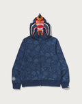 JAPANESE INDIGO ART CAMO DOUBLE TIGER SHARK FULL ZIP HOODIE MENS
