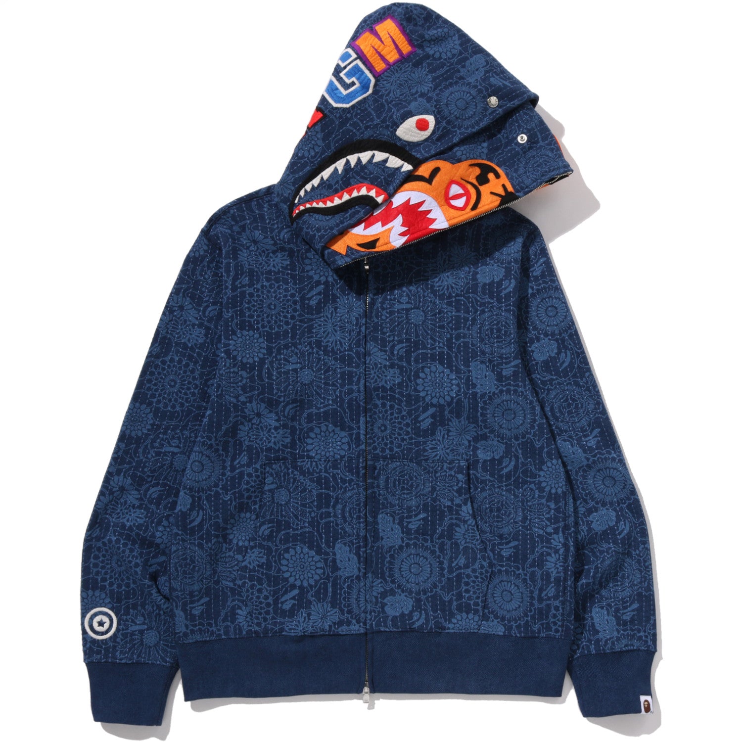 ぺぺZGTM JAPANESE INDIGO ART CAMO DOUBLE TIGER SHARK FULL ZIP HOODIE MENS