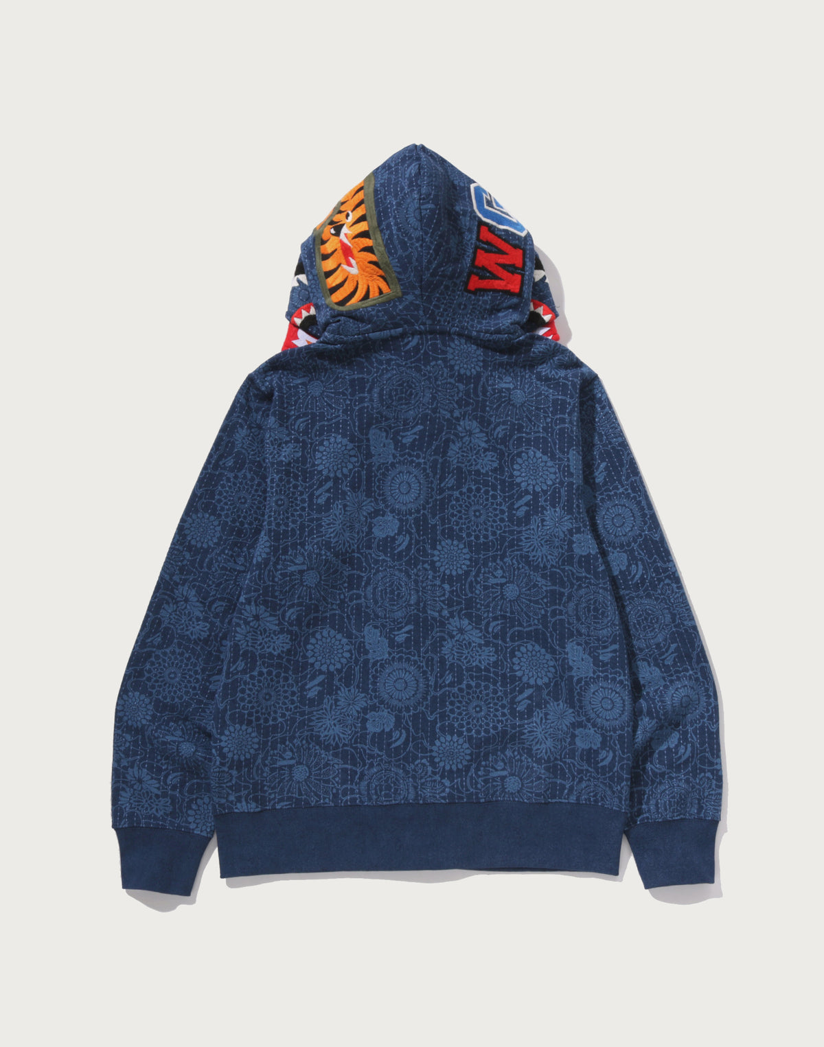 JAPANESE INDIGO ART CAMO DOUBLE TIGER SHARK FULL ZIP HOODIE MENS