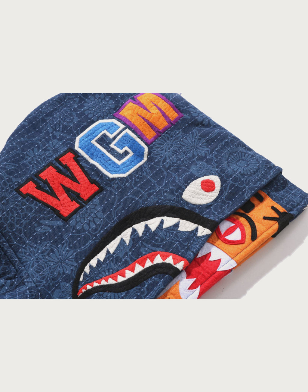 JAPANESE INDIGO ART CAMO DOUBLE TIGER SHARK FULL ZIP HOODIE MENS
