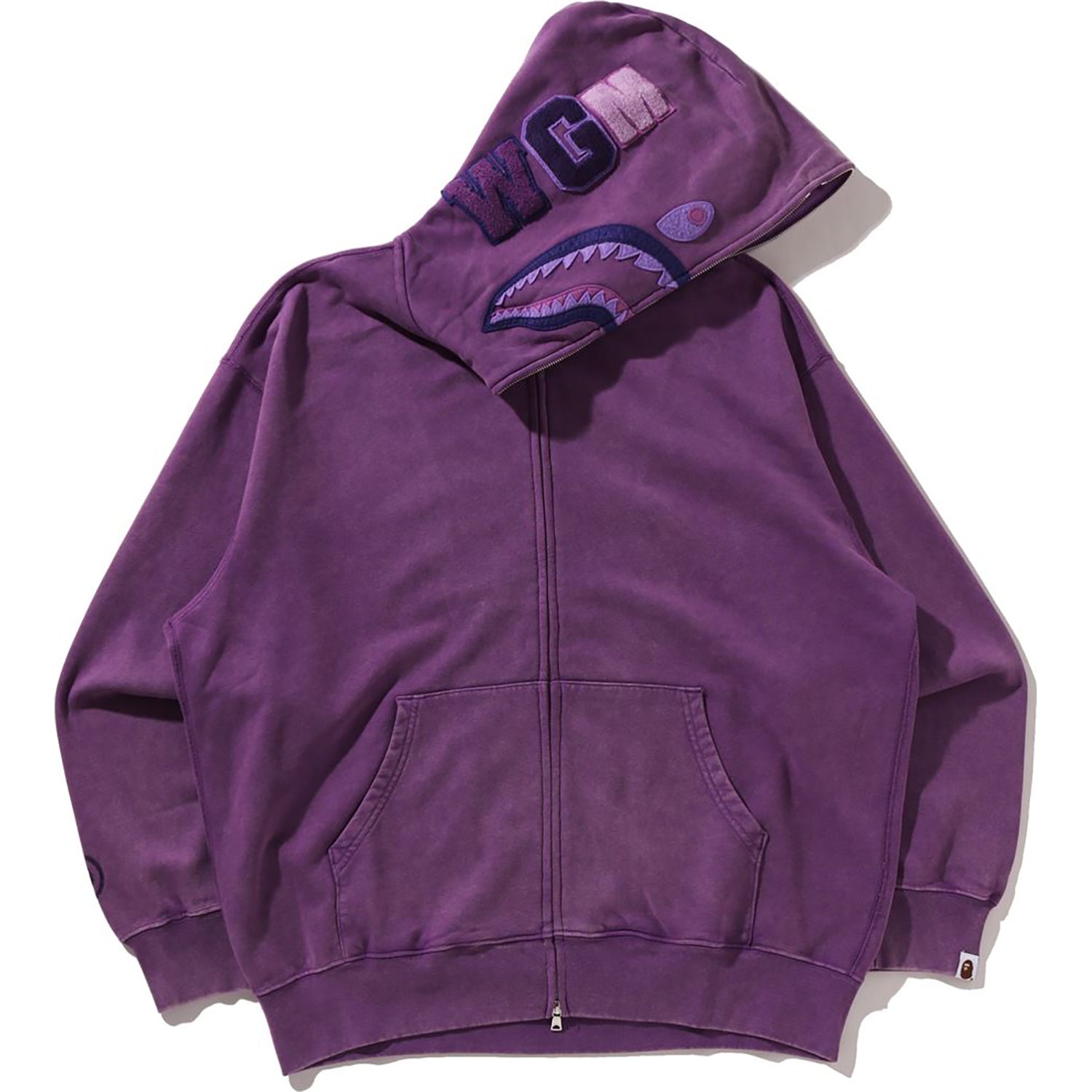 GARMENT DYE SHARK RELAXED FIT FULL ZIP HOODIE MENS – us.bape.com