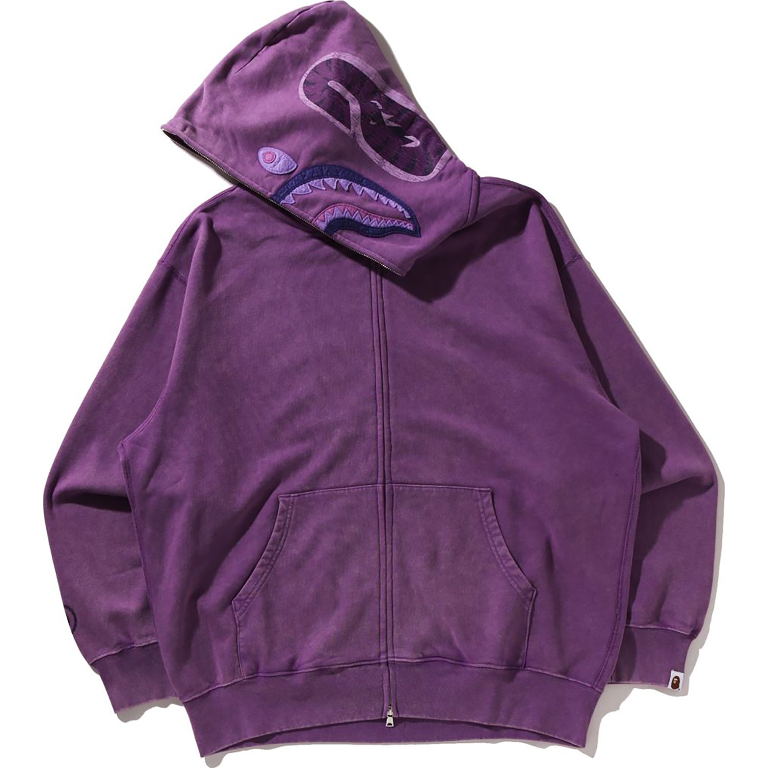 GARMENT DYE SHARK RELAXED FIT FULL ZIP HOODIE MENS – us.bape.com