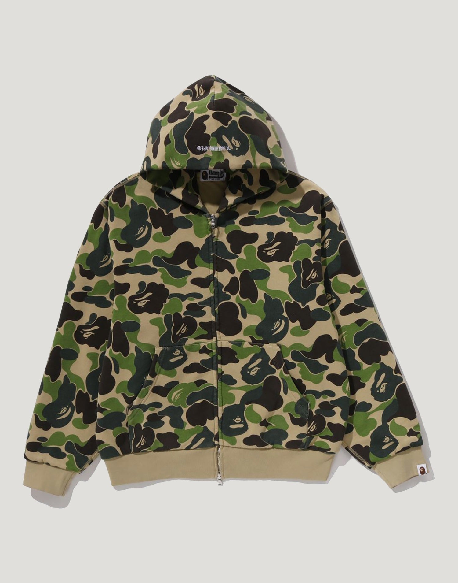 ABC CAMO HEAVY WASH CROPPED FIT ZIP HOODIE MENS