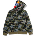 STA OVER PRINT 1ST CAMO MESH SHARK CROPPED FIT FULL ZIP HOODIE MENS