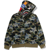 STA OVER PRINT 1ST CAMO MESH SHARK CROPPED FIT FULL ZIP HOODIE MENS