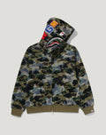 STA OVER PRINT 1ST CAMO MESH SHARK CROPPED FIT FULL ZIP HOODIE MENS