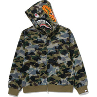 STA OVER PRINT 1ST CAMO MESH SHARK CROPPED FIT FULL ZIP HOODIE MENS