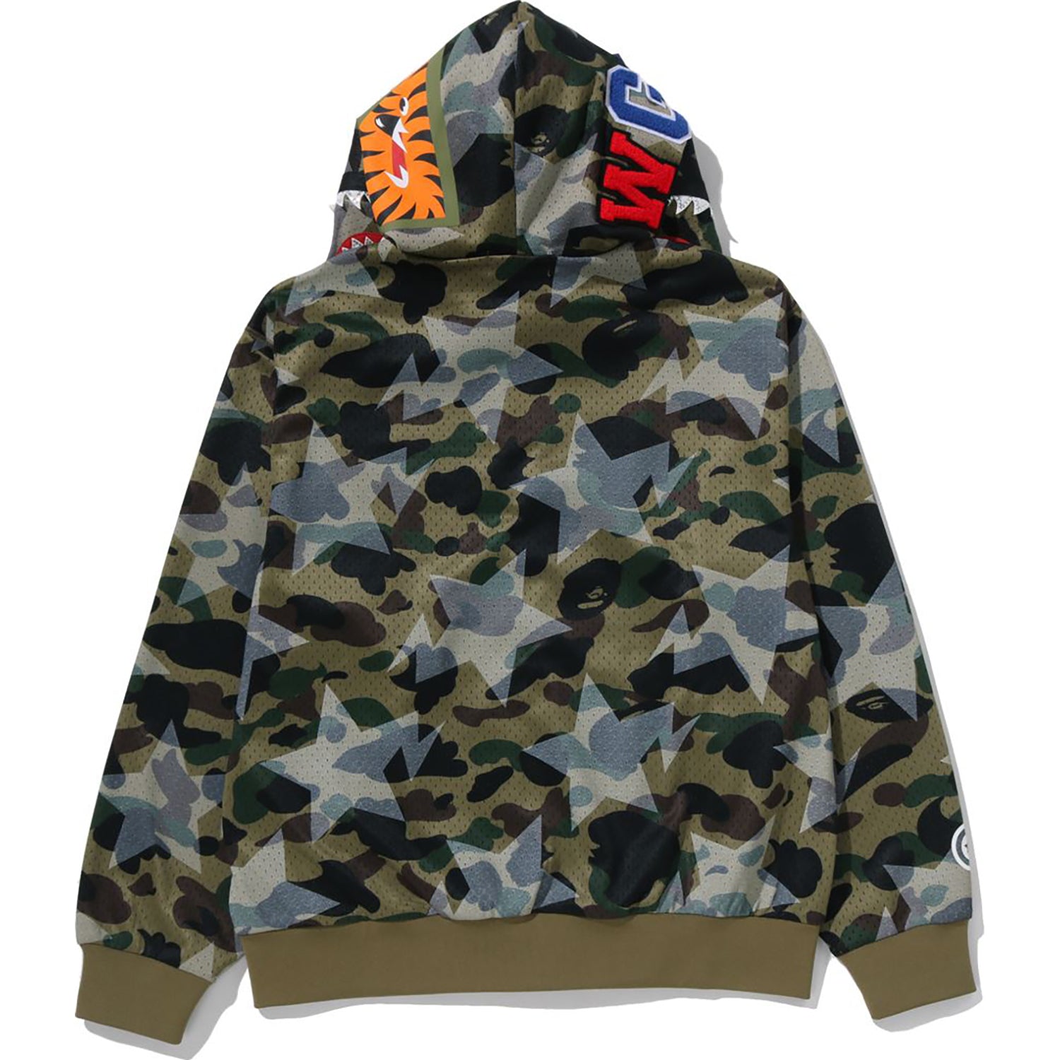 STA OVER PRINT 1ST CAMO MESH SHARK CROPPED FIT FULL ZIP HOODIE