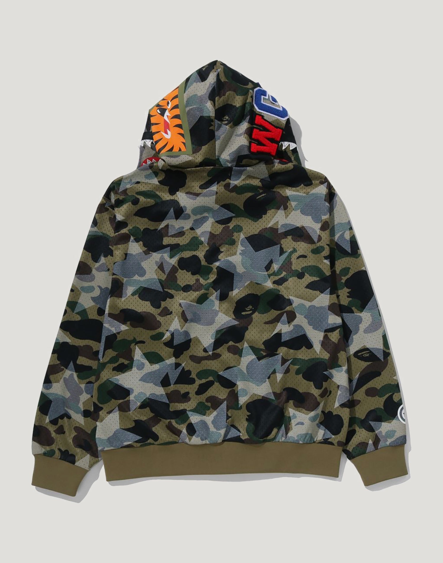 STA OVER PRINT 1ST CAMO MESH SHARK CROPPED FIT FULL ZIP HOODIE MENS