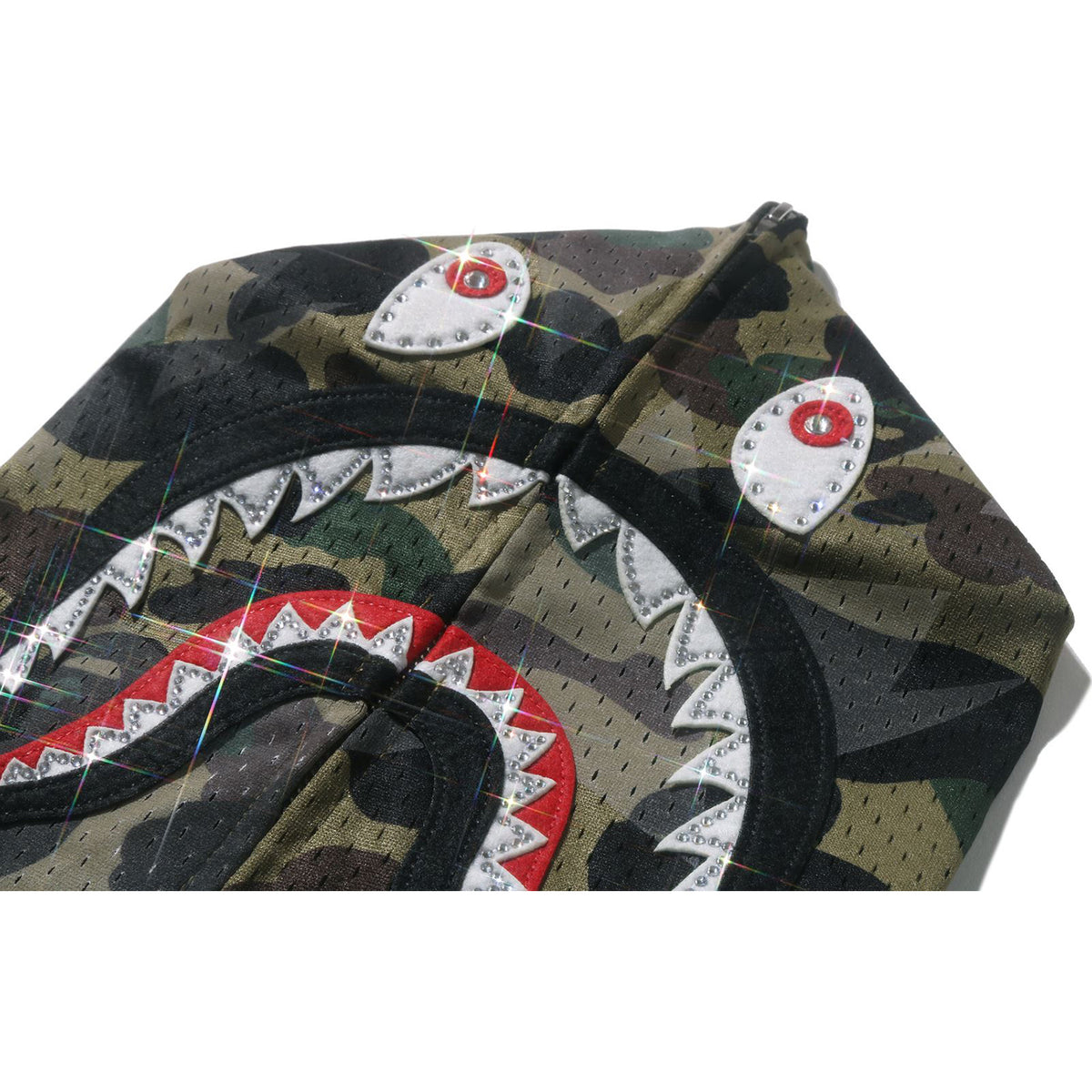 STA OVER PRINT 1ST CAMO MESH SHARK CROPPED FIT FULL ZIP HOODIE MENS