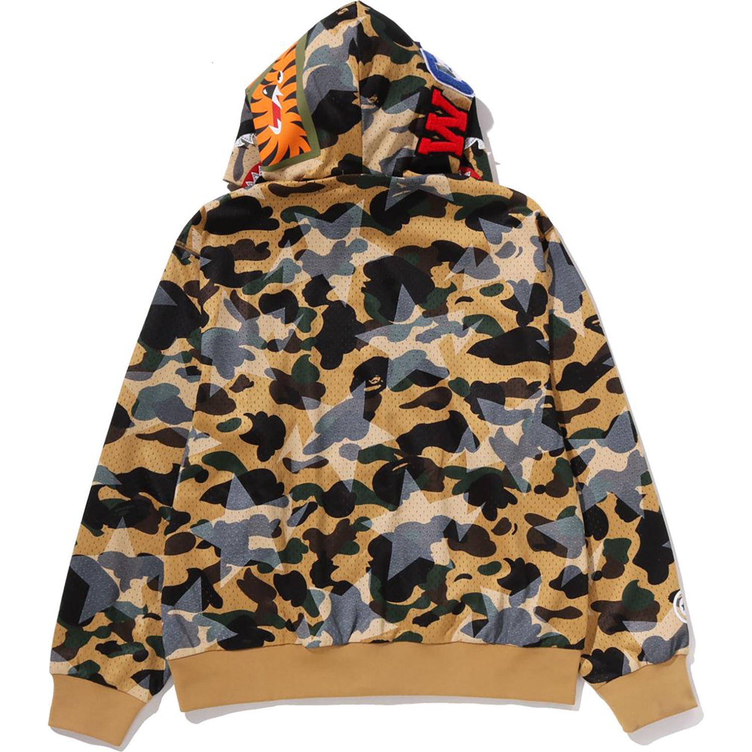 STA OVER PRINT 1ST CAMO MESH SHARK CROPPED FIT FULL ZIP HOODIE