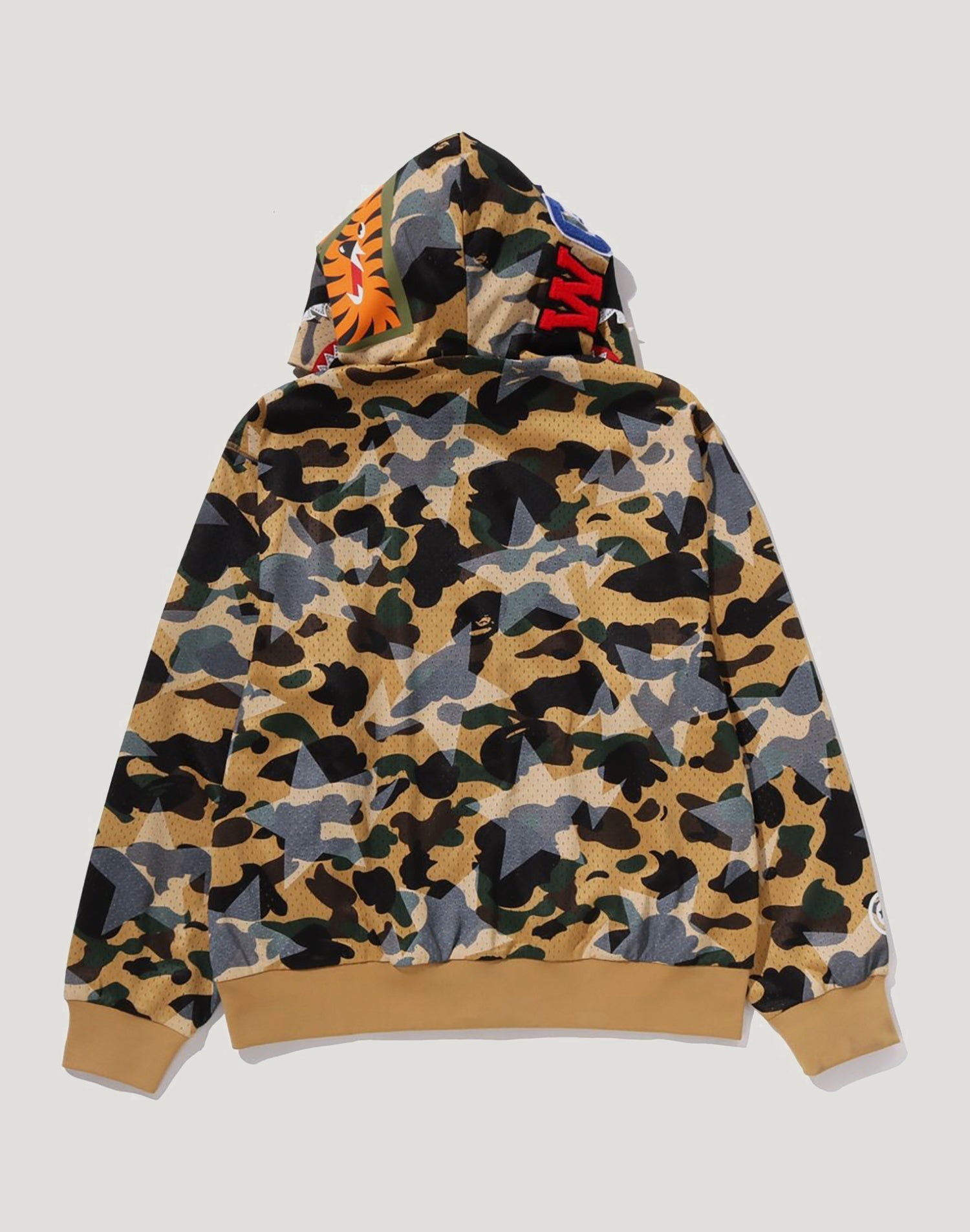 STA OVER PRINT 1ST CAMO MESH SHARK CROPPED FIT FULL ZIP HOODIE MENS
