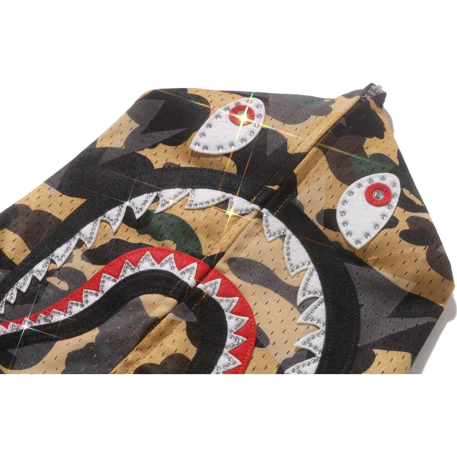 STA OVER PRINT 1ST CAMO MESH SHARK CROPPED FIT FULL ZIP HOODIE