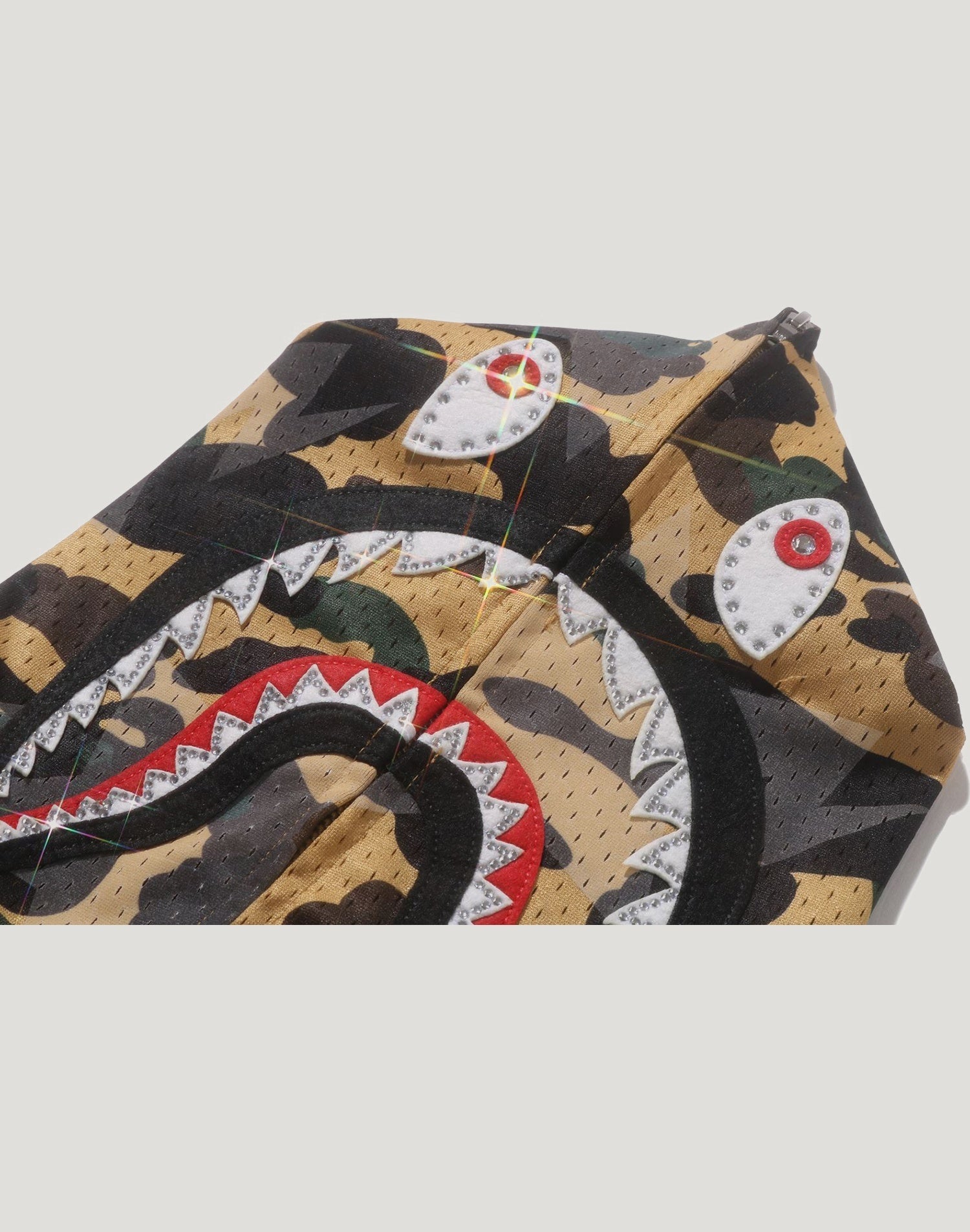 STA OVER PRINT 1ST CAMO MESH SHARK CROPPED FIT FULL ZIP HOODIE MENS