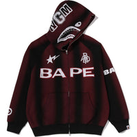 HAND DRAW FOOTBALL SHARK RELAXED FIT FULL ZIP HOODIE MENS