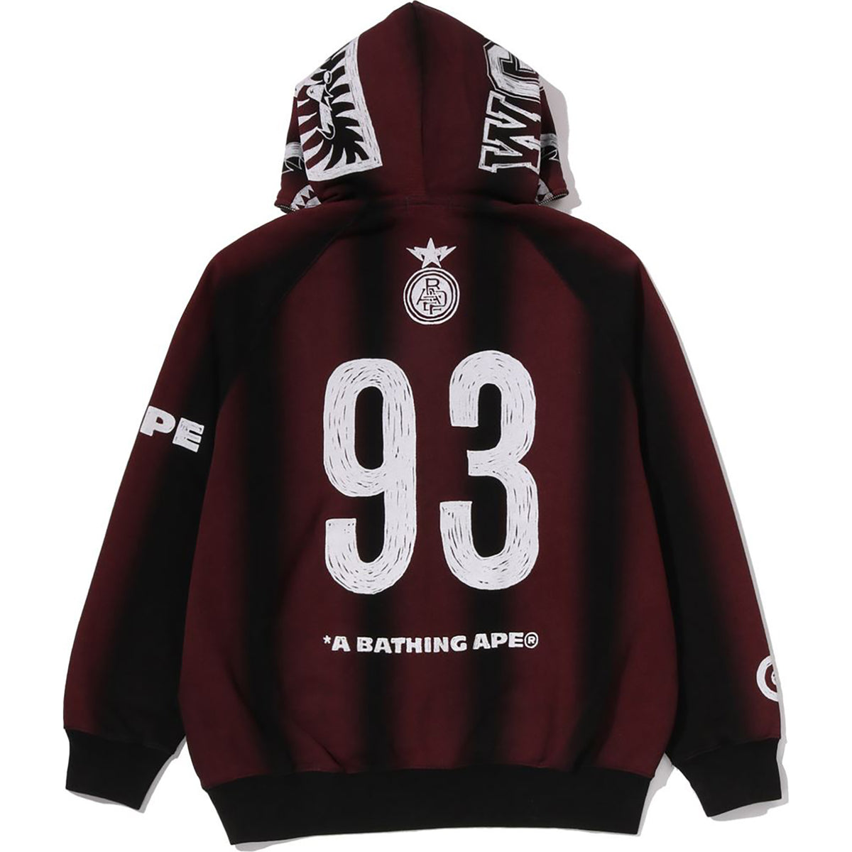 HAND DRAW FOOTBALL SHARK RELAXED FIT FULL ZIP HOODIE MENS