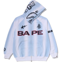 HAND DRAW FOOTBALL SHARK RELAXED FIT FULL ZIP HOODIE MENS