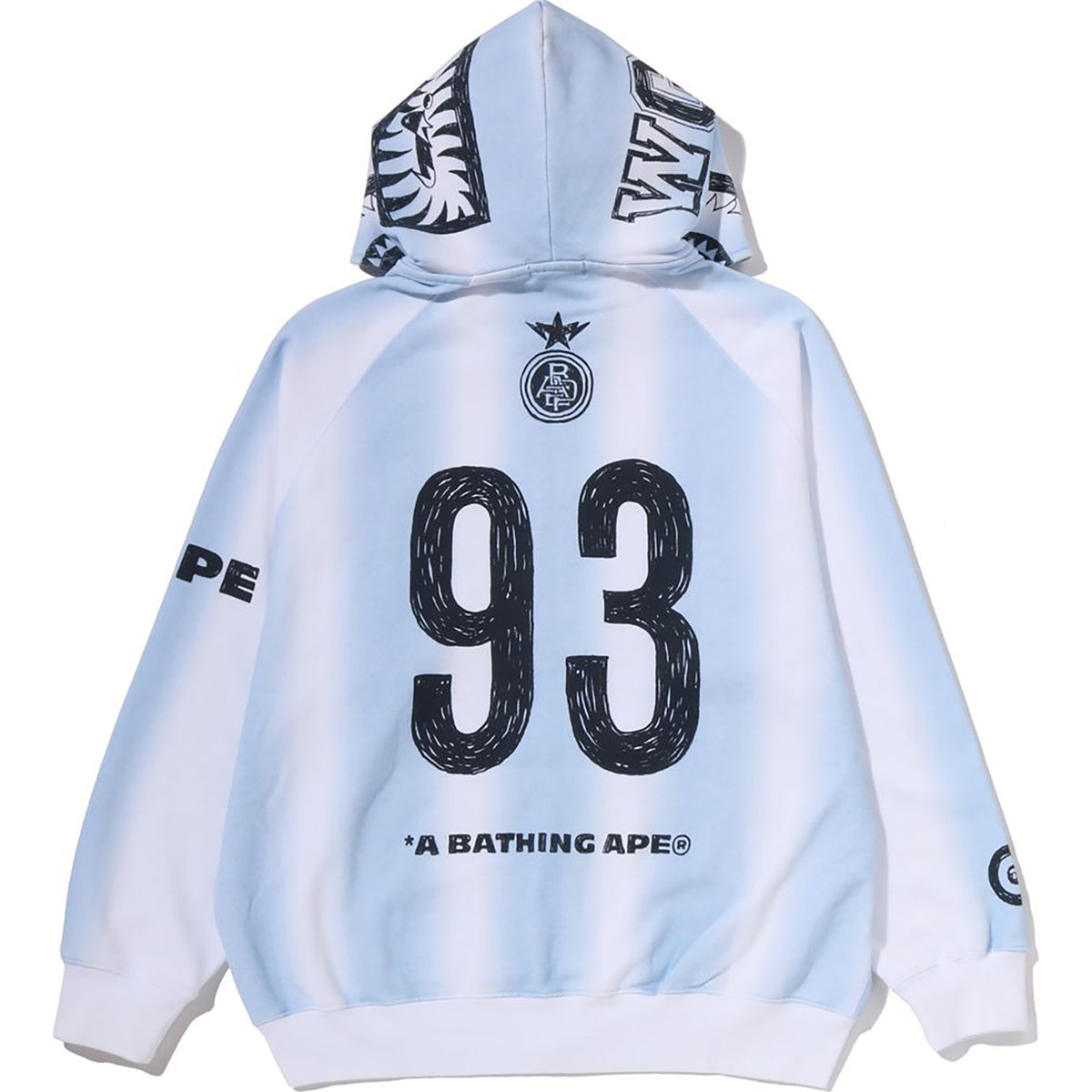 HAND DRAW FOOTBALL SHARK RELAXED FIT FULL ZIP HOODIE MENS