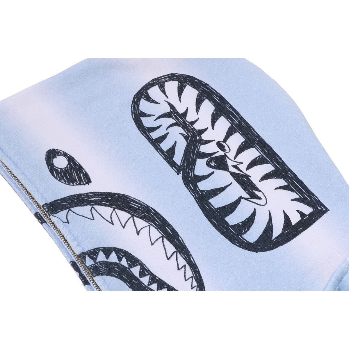 HAND DRAW FOOTBALL SHARK RELAXED FIT FULL ZIP HOODIE MENS