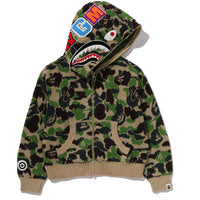 ABC CAMO TOWEL JACQUARD SHARK CROPPED FULL ZIP HOODIE LADIES
