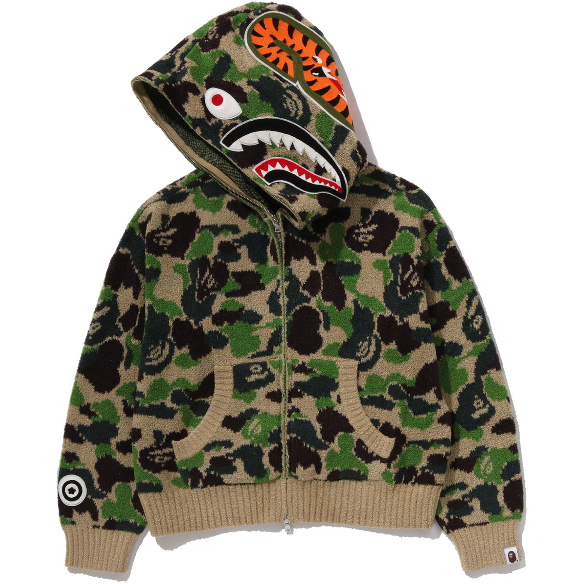 ABC CAMO TOWEL JACQUARD SHARK CROPPED FULL ZIP HOODIE LADIES
