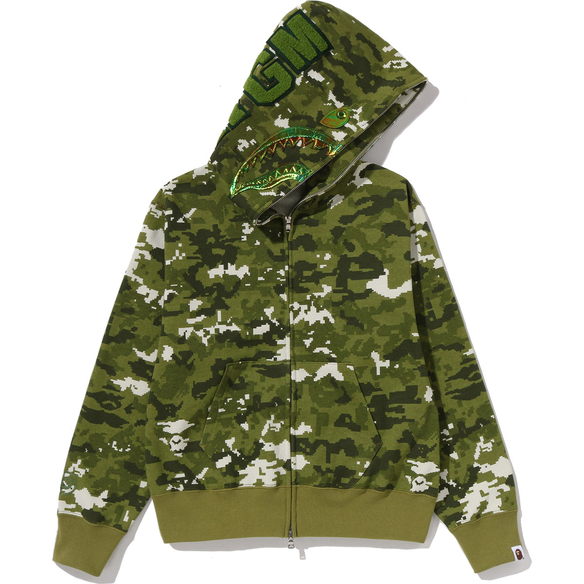 MULTI PIXEL CAMO SHARK FULL ZIP HOODIE LADIES