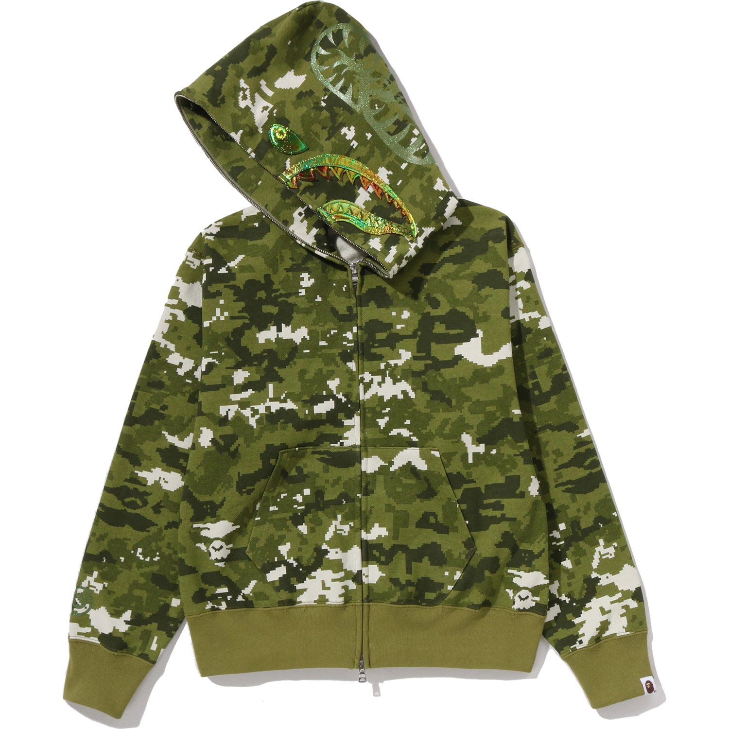 MULTI PIXEL CAMO SHARK FULL ZIP HOODIE LADIES – us.bape.com