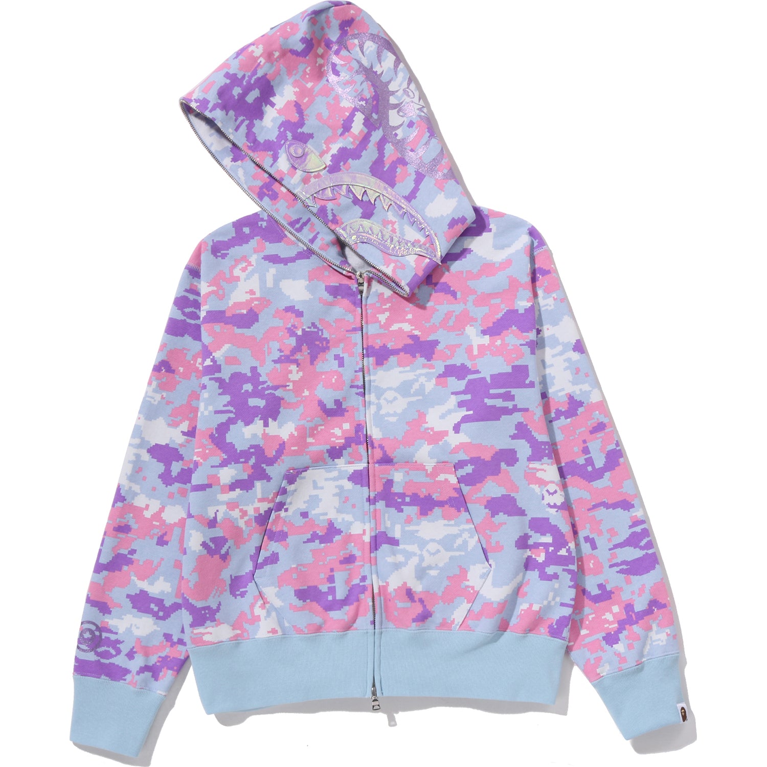 MULTI PIXEL CAMO SHARK FULL ZIP HOODIE LADIES – us.bape.com