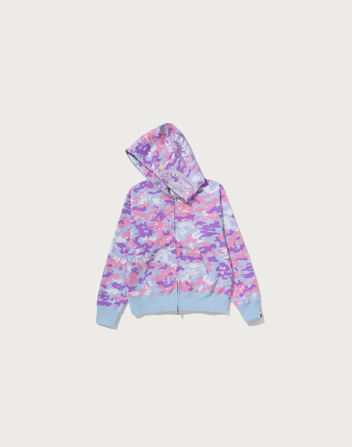 MULTI PIXEL CAMO SHARK FULL ZIP HOODIE LADIES