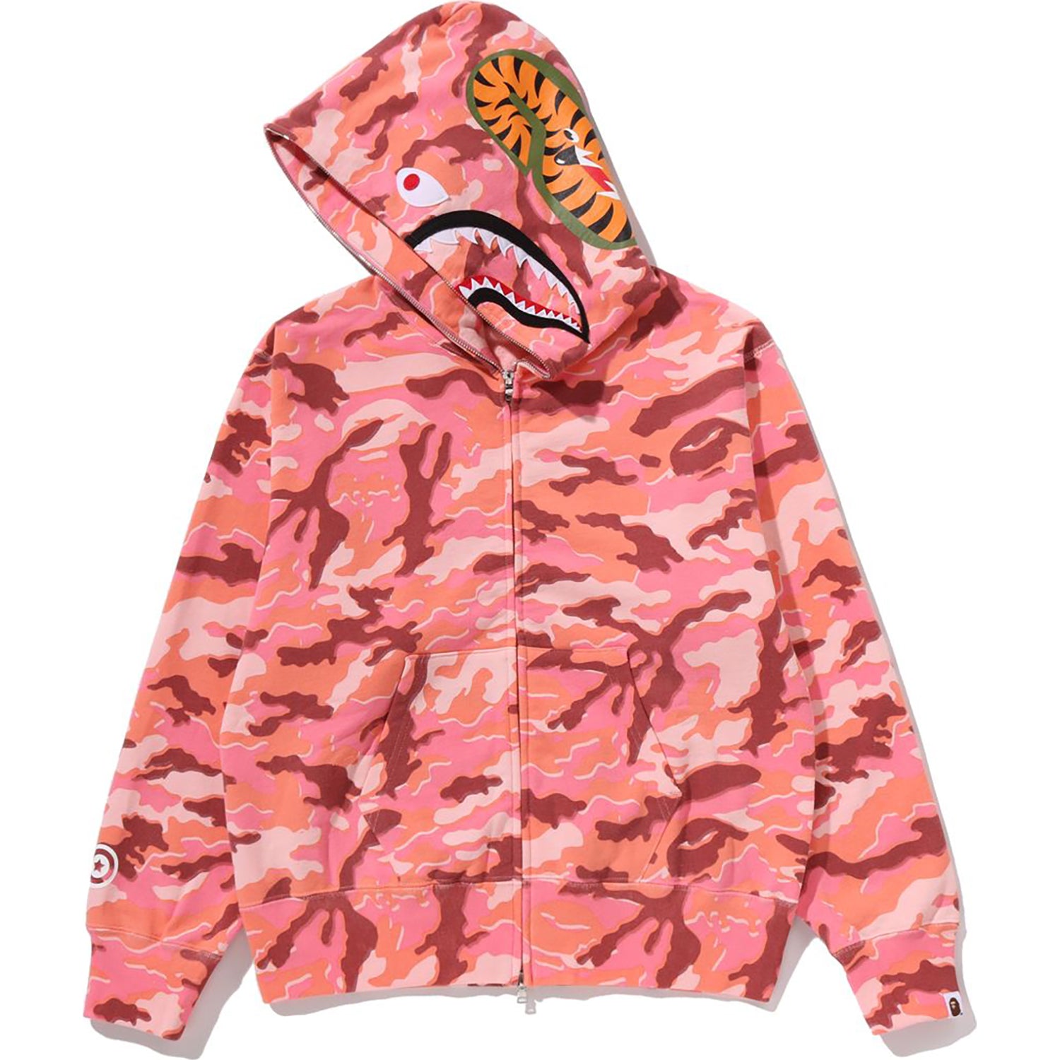 GLITCH WOODLAND CAMO SHARK FULL ZIP HOODIE LADIES