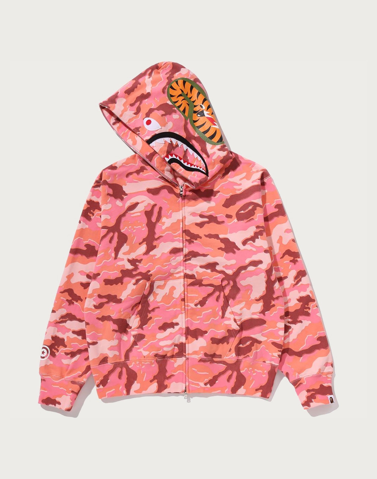 GLITCH WOODLAND CAMO SHARK FULL ZIP HOODIE LADIES