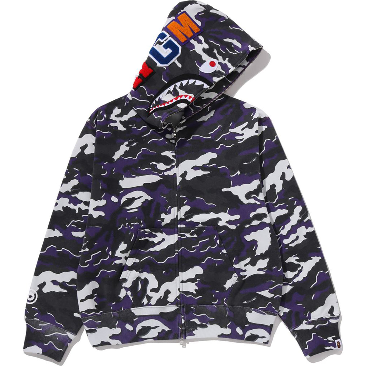 GLITCH WOODLAND CAMO SHARK FULL ZIP HOODIE LADIES