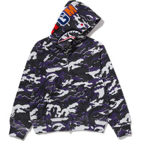 GLITCH WOODLAND CAMO SHARK FULL ZIP HOODIE LADIES