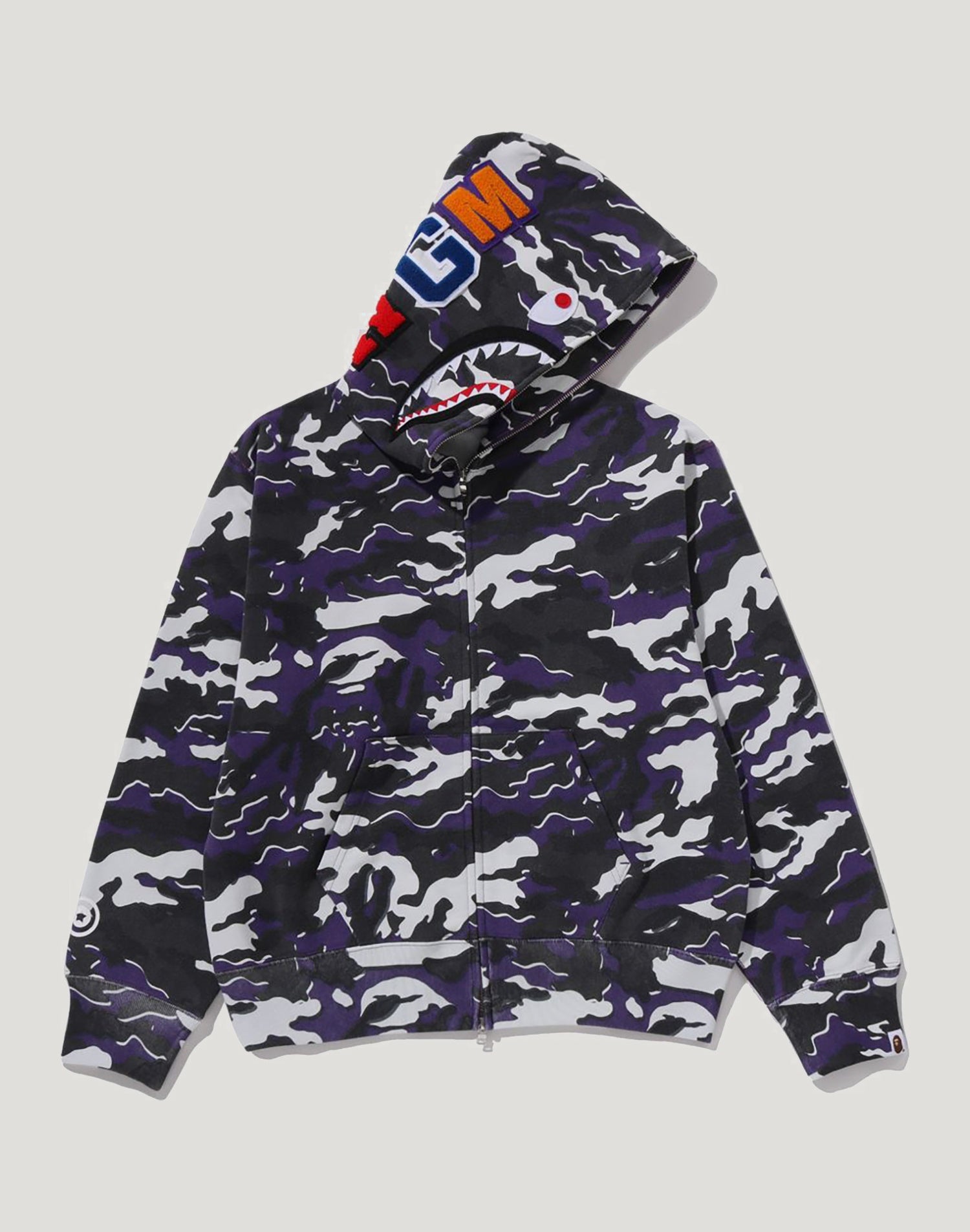 GLITCH WOODLAND CAMO SHARK FULL ZIP HOODIE LADIES