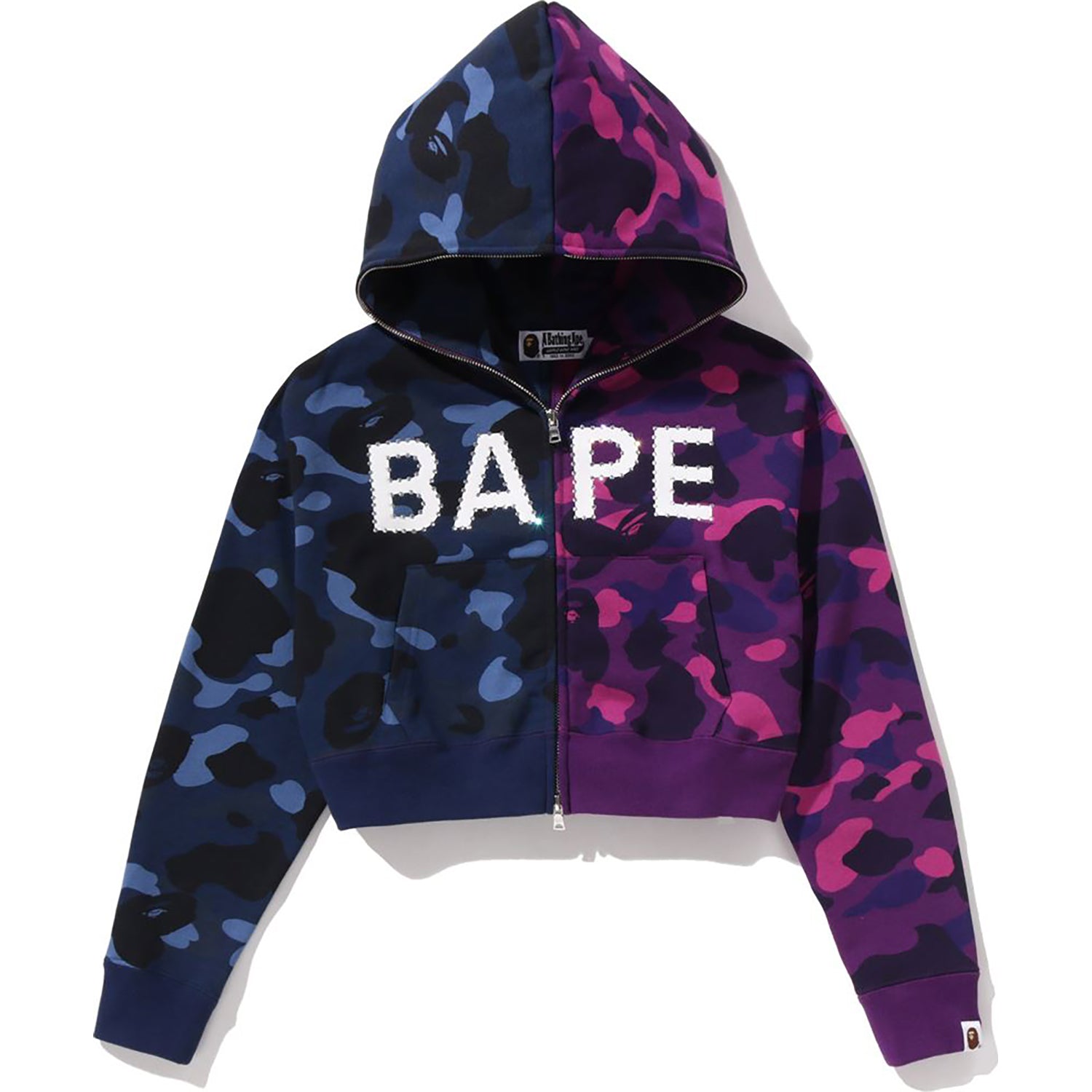CRYSTAL LOGO COLOR CAMO HALF FULL ZIP HOODIE LADIES – us.bape.com CRYSTAL LOGO COLOR CAMO HALF FULL ZIP HOODIE LADIES – us.bape.com