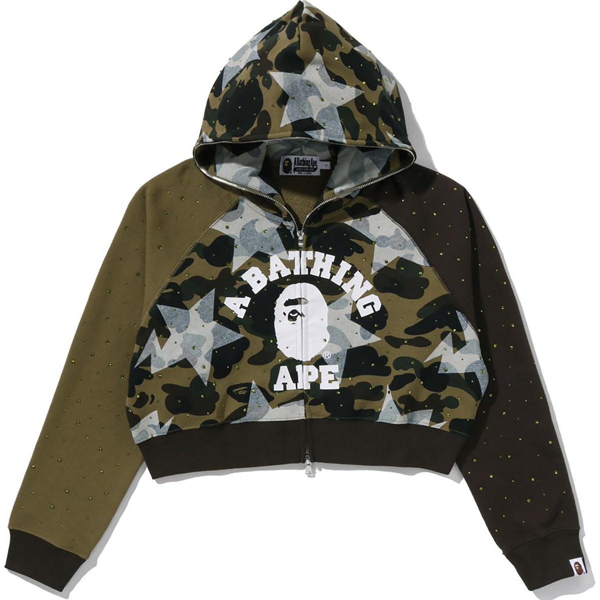 STA OVER PRINT 1ST CAMO CRYSTAL STONE COLLEGE FULL ZIP HOODIE LADIES