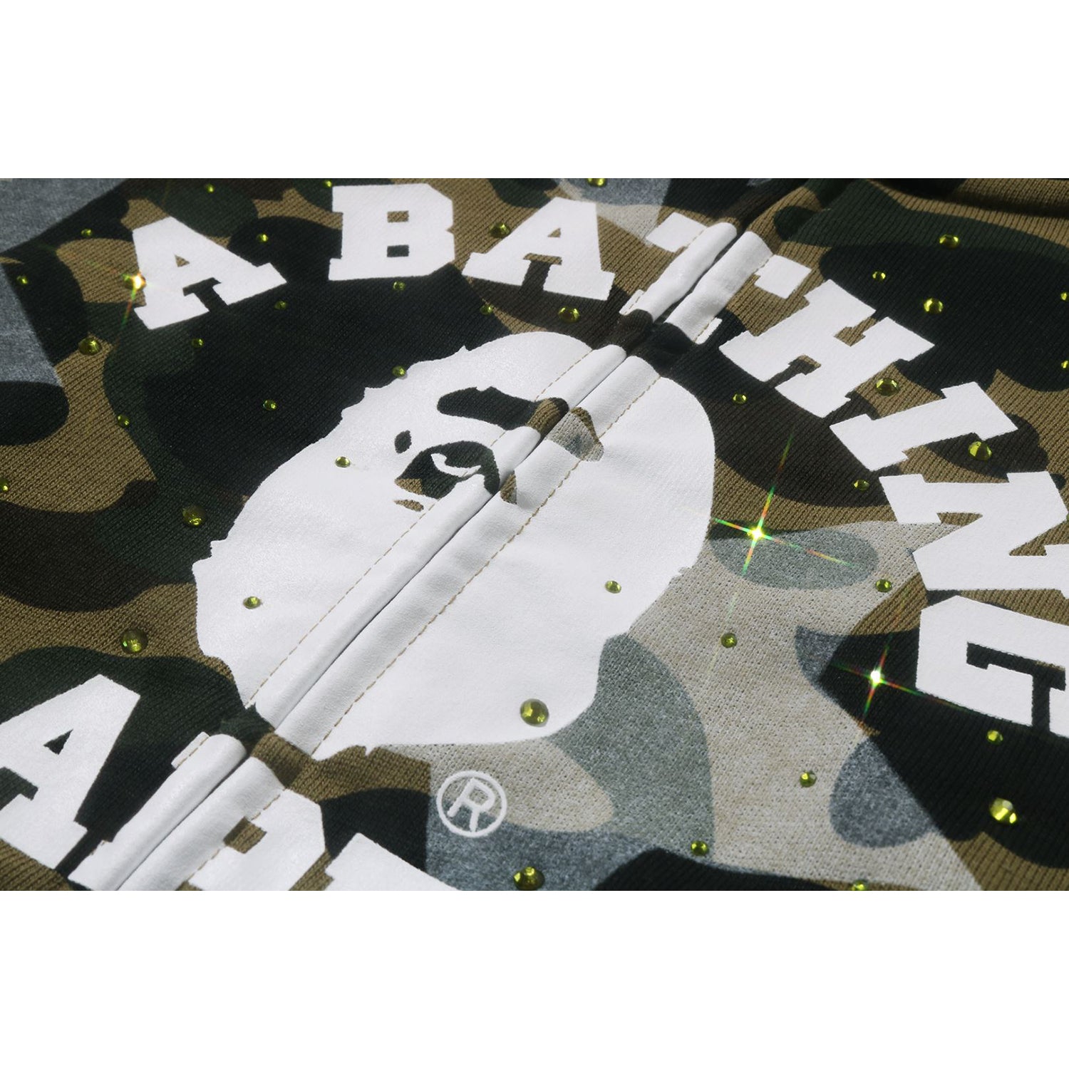 A BATHING APE CRYSTAL STONE パーカー 完売品 STA OVER PRINT 1ST CAMO CRYSTAL STONE COLLEGE FULL ZIP HOODIE