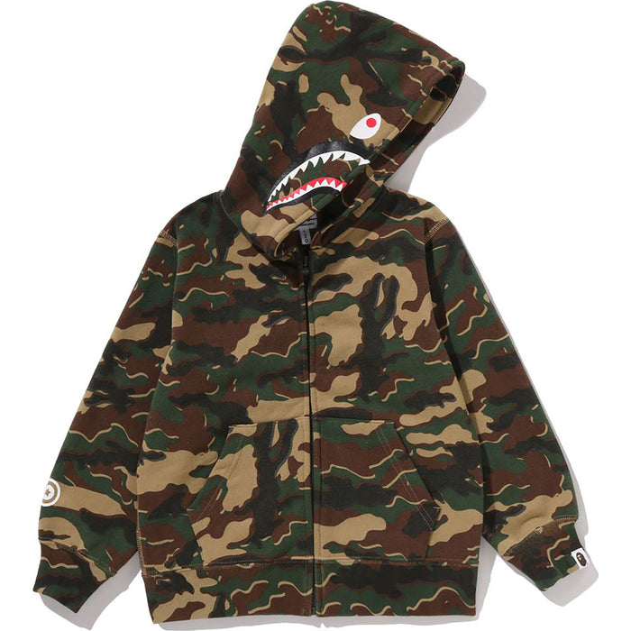 GLITCH WOODLAND CAMO SHARK ZIP HOODIE KIDS