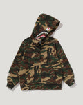 GLITCH WOODLAND CAMO SHARK ZIP HOODIE KIDS