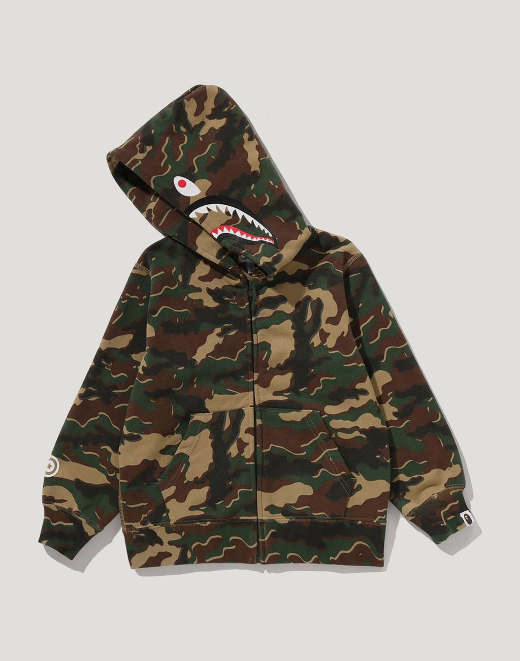 GLITCH WOODLAND CAMO SHARK ZIP HOODIE KIDS
