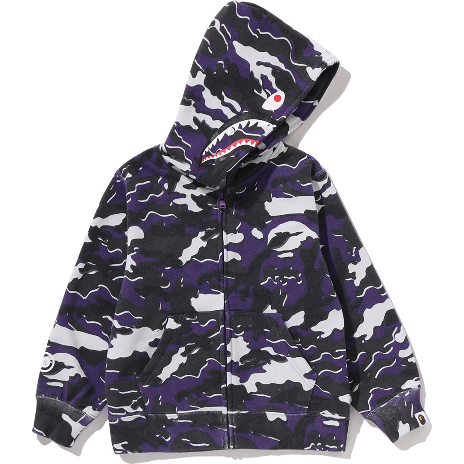 GLITCH WOODLAND CAMO SHARK ZIP HOODIE KIDS – us.bape.com