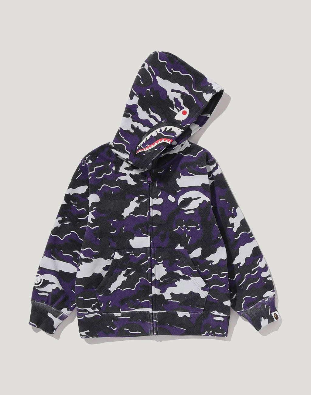 GLITCH WOODLAND CAMO SHARK ZIP HOODIE KIDS