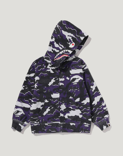 GLITCH WOODLAND CAMO SHARK ZIP HOODIE KIDS – us.bape.com