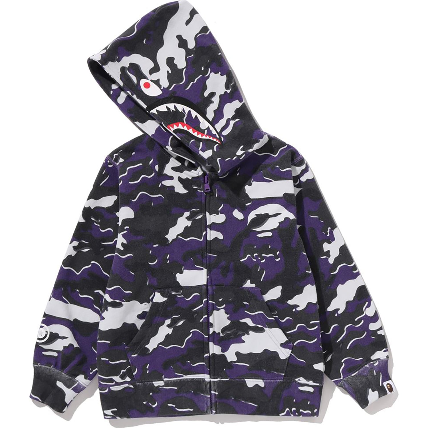 GLITCH WOODLAND CAMO SHARK ZIP HOODIE KIDS – us.bape.com