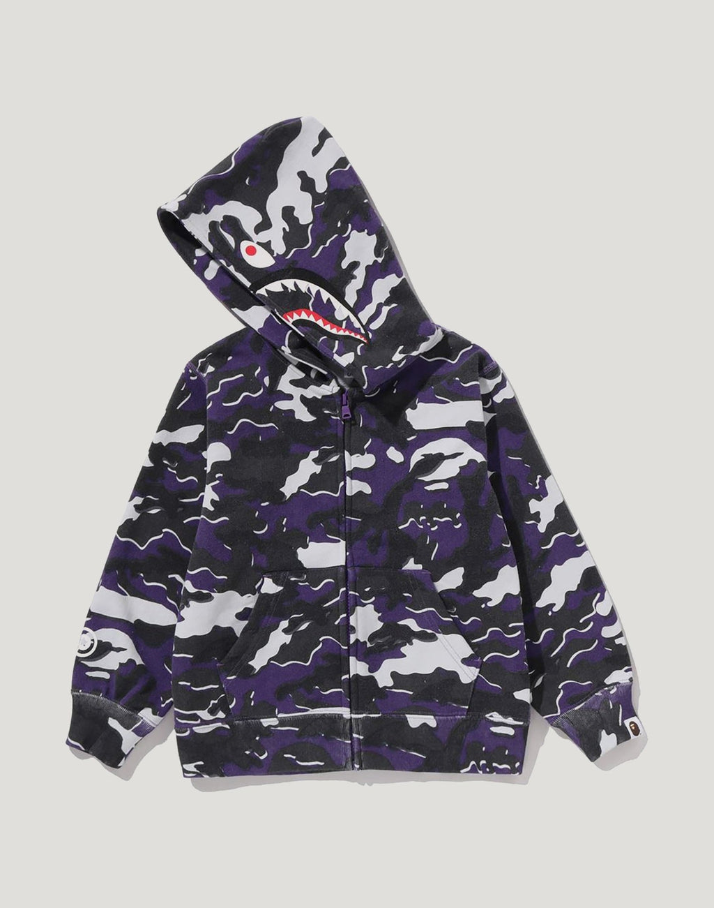 GLITCH WOODLAND CAMO SHARK ZIP HOODIE KIDS