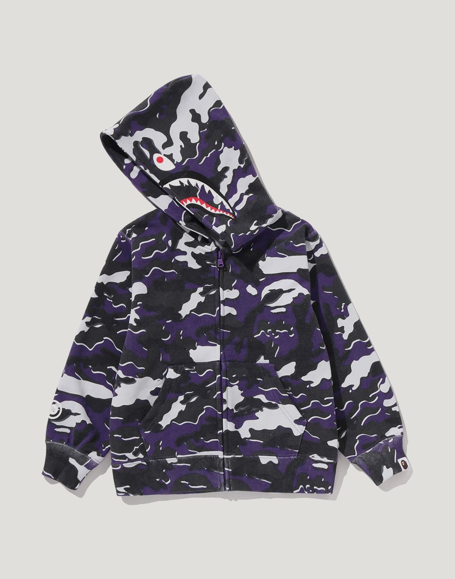 GLITCH WOODLAND CAMO SHARK ZIP HOODIE KIDS