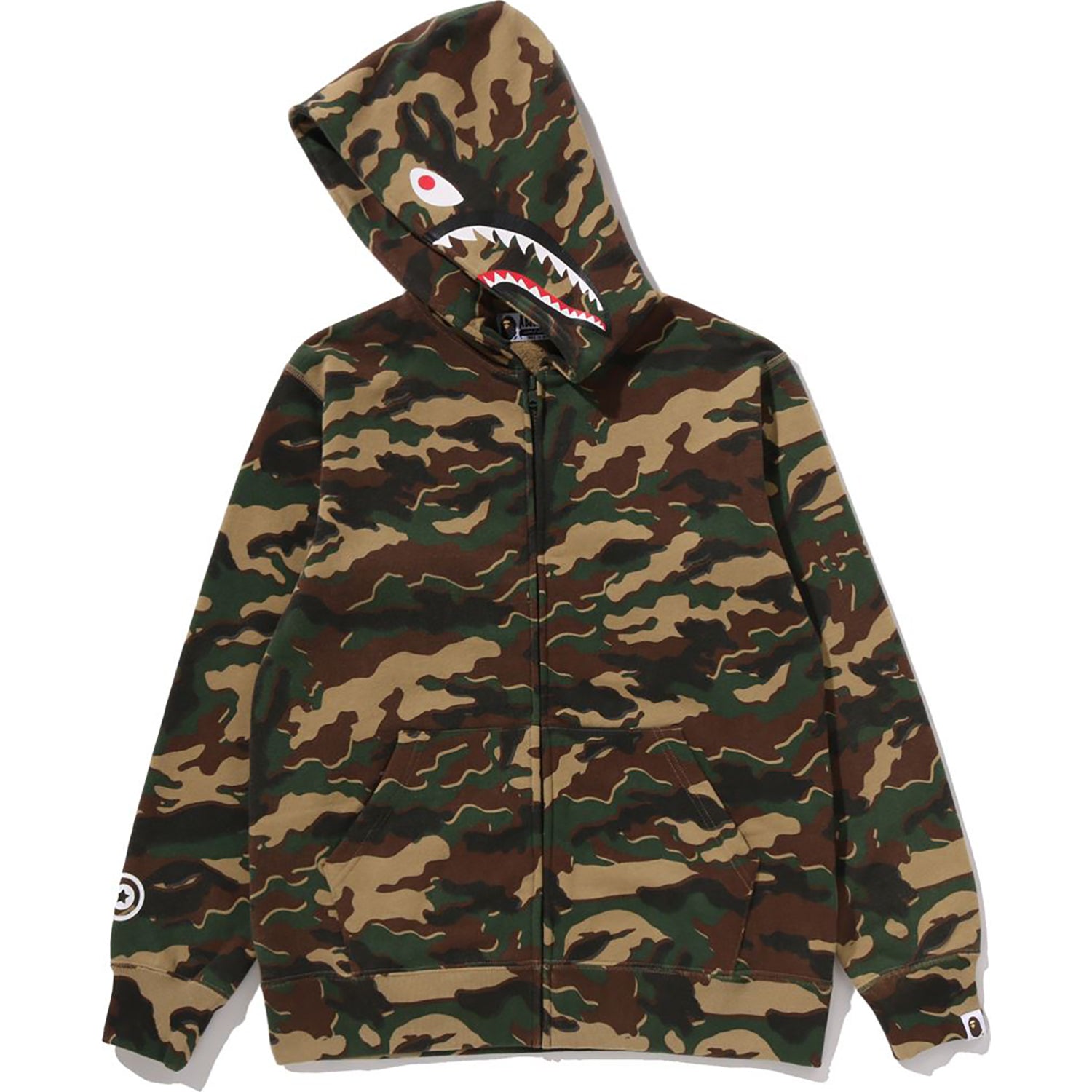 GLITCH WOODLAND CAMO SHARK ZIP HOODIE JR KIDS – us.bape.com