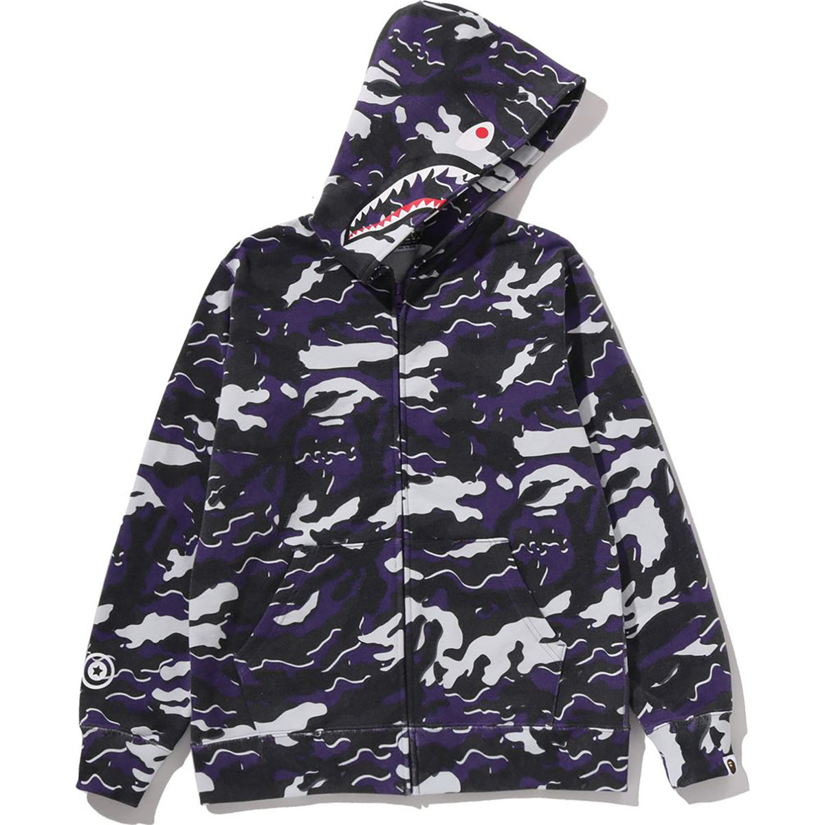 GLITCH WOODLAND CAMO SHARK ZIP HOODIE JR KIDS